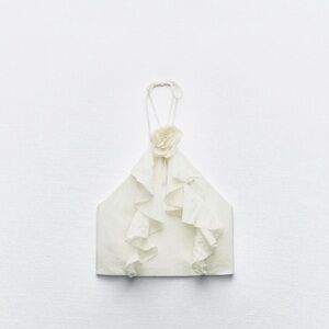 Zara Cream Ruffle Detail Tank Top